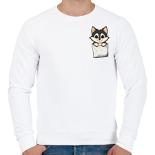PRINTFASHION Cuki Husky Zsebben - Férfi pulóver - Fehér férfi pulóver, kardigán