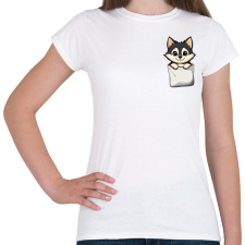 PRINTFASHION Cuki Husky Zsebben - Női póló - Fehér női póló