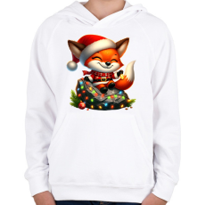 PRINTFASHION Cuki karácsonyi róka - Gyerek kapucnis pulóver - Fehér