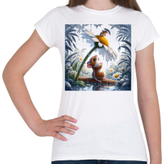 PRINTFASHION Cuki kis egér esőben - Női póló - Fehér