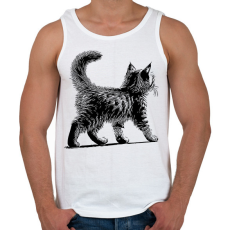 PRINTFASHION Cuki Kiscica / Cica / Macska rajz - Férfi atléta - Fehér