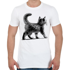 PRINTFASHION Cuki Kiscica / Cica / Macska rajz - Férfi póló - Fehér férfi póló