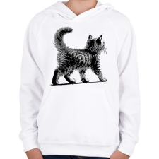 PRINTFASHION Cuki Kiscica / Cica / Macska rajz - Gyerek kapucnis pulóver - Fehér gyerek pulóver, kardigán