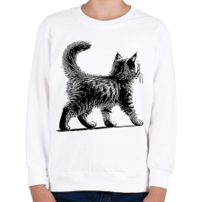 PRINTFASHION Cuki Kiscica / Cica / Macska rajz - Gyerek pulóver - Fehér gyerek pulóver, kardigán