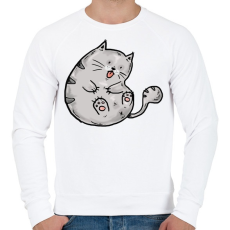 PRINTFASHION Cuki macska - Férfi pulóver - Fehér