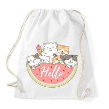 PRINTFASHION Cuki macskák dinnyével - Sportzsák, Tornazsák - Fehér tornazsák