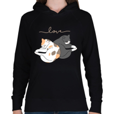 PRINTFASHION Cuki macskák - Női kapucnis pulóver - Fekete női pulóver, kardigán