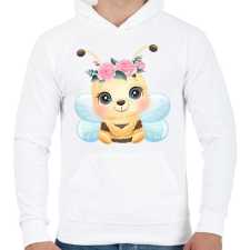 PRINTFASHION Cuki méhecske - Férfi kapucnis pulóver - Fehér férfi pulóver, kardigán