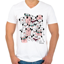 PRINTFASHION Cuki mopszok - Férfi V-nyakú póló - Fehér férfi póló