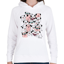 PRINTFASHION Cuki mopszok - Női kapucnis pulóver - Fehér női pulóver, kardigán