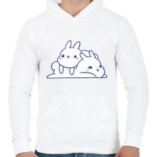 PRINTFASHION Cuki nyuszik - Férfi kapucnis pulóver - Fehér férfi pulóver, kardigán