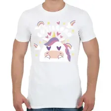 PRINTFASHION Cuki unikornis - Férfi póló - Fehér férfi póló