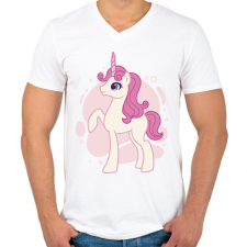 PRINTFASHION Cuki unikornis - Férfi V-nyakú póló - Fehér férfi póló