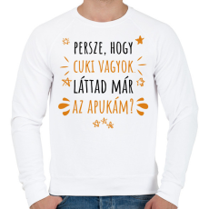 PRINTFASHION Cuki vagyok - Apuka - Férfi pulóver - Fehér