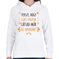 PRINTFASHION Cuki vagyok - Apuka - Női kapucnis pulóver - Fehér