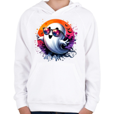 PRINTFASHION Cuki vicces halloween szellem Boo Boo - Gyerek kapucnis pulóver - Fehér