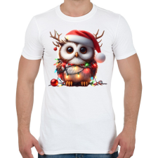 PRINTFASHION Cuki vicces karácsonyi party bagoly - Férfi póló - Fehér férfi póló