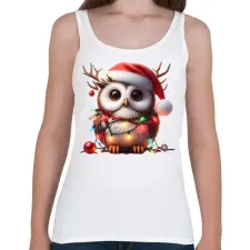 PRINTFASHION Cuki vicces karácsonyi party bagoly - Női atléta - Fehér női trikó
