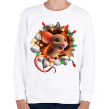 PRINTFASHION Cuki vicces karácsonyi party egér - Gyerek pulóver - Fehér gyerek pulóver, kardigán