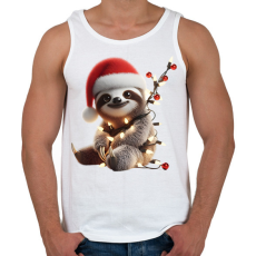 PRINTFASHION Cuki vicces karácsonyi party lajhár - Férfi atléta - Fehér