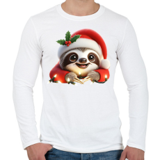 PRINTFASHION Cuki vicces karácsonyi party lajhár - Férfi hosszú ujjú póló - Fehér