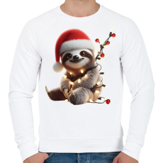 PRINTFASHION Cuki vicces karácsonyi party lajhár - Férfi pulóver - Fehér