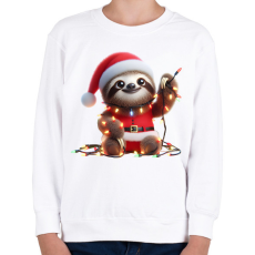 PRINTFASHION Cuki vicces karácsonyi party lajhár - Gyerek pulóver - Fehér