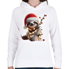 PRINTFASHION Cuki vicces karácsonyi party lajhár - Női kapucnis pulóver - Fehér női pulóver, kardigán