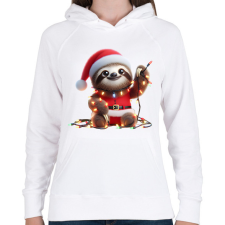 PRINTFASHION Cuki vicces karácsonyi party lajhár - Női kapucnis pulóver - Fehér női pulóver, kardigán