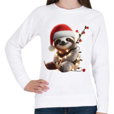 PRINTFASHION Cuki vicces karácsonyi party lajhár - Női pulóver - Fehér női pulóver, kardigán