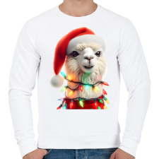PRINTFASHION Cuki vicces karácsonyi party láma - Férfi pulóver - Fehér férfi pulóver, kardigán