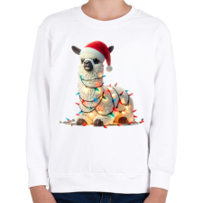 PRINTFASHION Cuki vicces karácsonyi party láma - Gyerek pulóver - Fehér gyerek pulóver, kardigán