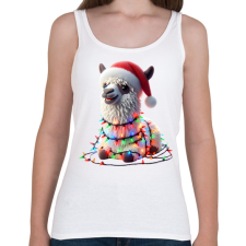 PRINTFASHION Cuki vicces karácsonyi party láma - Női atléta - Fehér női trikó