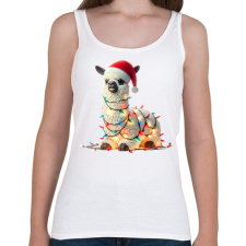 PRINTFASHION Cuki vicces karácsonyi party láma - Női atléta - Fehér női trikó