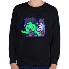 PRINTFASHION Cuki zombi frankenstein - Gyerek pulóver - Fekete gyerek pulóver, kardigán