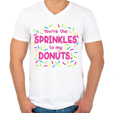 PRINTFASHION Cukorka a fánkomhoz - Férfi V-nyakú póló - Fehér