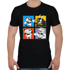 PRINTFASHION Cuphead karakterek - Férfi póló - Fekete férfi póló
