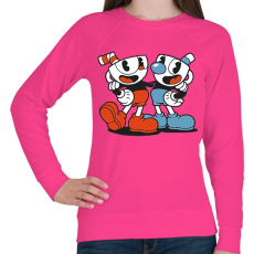 PRINTFASHION Cuphead - Női pulóver - Fukszia