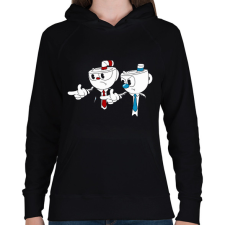 PRINTFASHION Cuphead - Pulp Fiction - Női kapucnis pulóver - Fekete női pulóver, kardigán