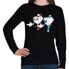 PRINTFASHION Cuphead - Pulp Fiction - Női pulóver - Fekete