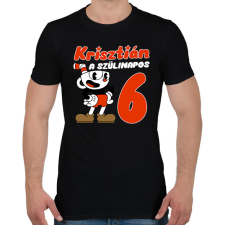 PRINTFASHION Cuphead Szülinap - Egyedi névvel - Férfi póló - Fekete férfi póló