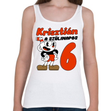 PRINTFASHION Cuphead Szülinap - Egyedi névvel - Női atléta - Fehér