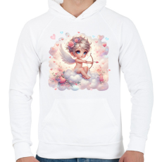 PRINTFASHION Cupido célba vett - Férfi kapucnis pulóver - Fehér