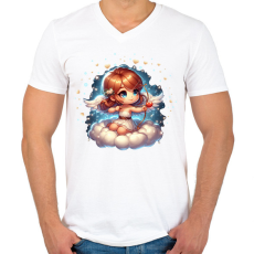 PRINTFASHION Cupido kislány - Férfi V-nyakú póló - Fehér