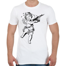 PRINTFASHION Cupido with AK-47 - Férfi póló - Fehér férfi póló