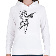PRINTFASHION Cupido with AK-47 - Női kapucnis pulóver - Fehér