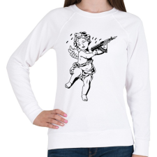 PRINTFASHION Cupido with AK-47 - Női pulóver - Fehér női pulóver, kardigán