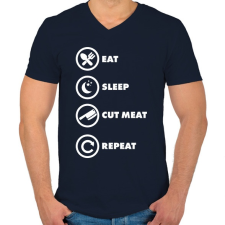 PRINTFASHION Cut meat - Férfi V-nyakú póló - Sötétkék férfi póló