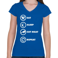 PRINTFASHION Cut meat - Női V-nyakú póló - Királykék női póló