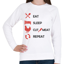 PRINTFASHION Cut meat - repeat - Női pulóver - Fehér női pulóver, kardigán